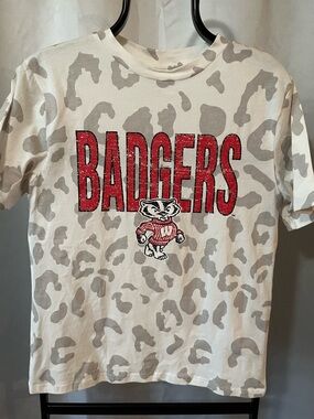Gameday Couture Wisconsin Badgers White Leopard T-Shirt